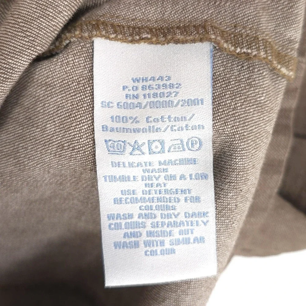 Boden Denim Mini Dress 8R Brown 100% Cotton Button Up Shift Tunic Natural WH443 - Picture 12 of 13